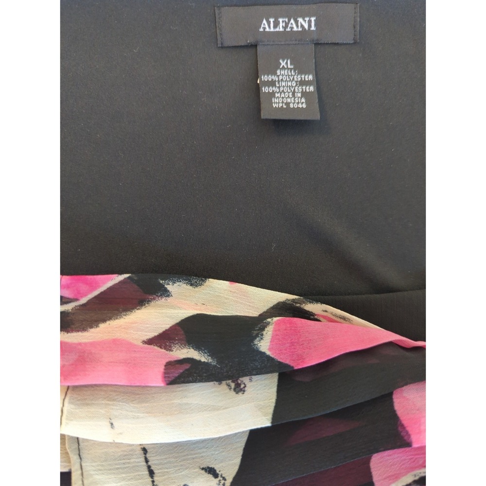 ALFANI Floral Blouse XL Roses are RED & PINK Bell Pleated Sleeves Head Turning - Picture 5 of 9